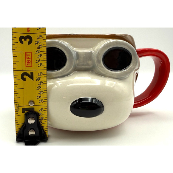 Snoopy Red Baron Mug Funko 2016 Peanuts Coffee Tea 3D Dog Face Aviator Goggles - Picture 7 of 8